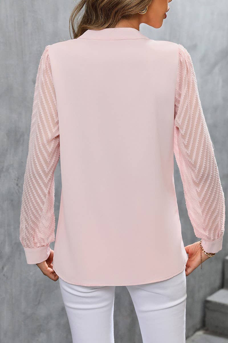 CWTBLL3194_SOLID COLOR CHIFFON LONG-SLEEVED SHIRT