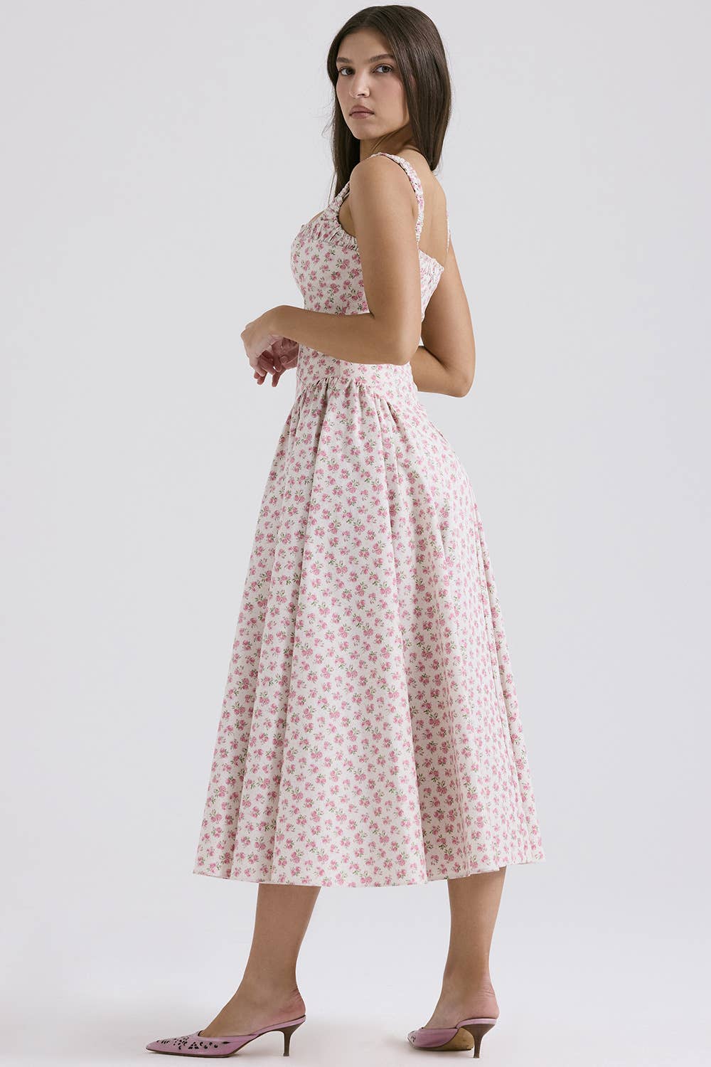 FLORAL BOHO CHIC HALTER DRESS WITH SLIMMING WAIST
