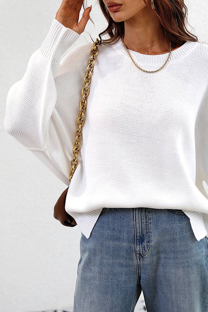 CWOSWL610 Oversized Long Sleeve Crew Neck Pullover Sweater