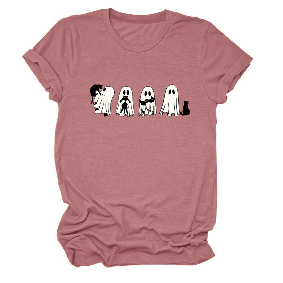 Ghost and Black Cat Tee ? Plus Size Casual Top