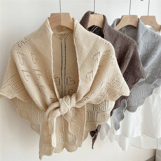 Knit Triangle Shawl Wrap for Summer Air Rooms