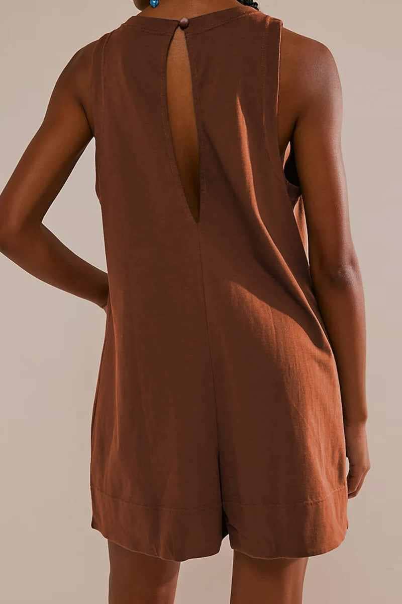 CWSJS1138_SUMMER SLEEVELESS CASUAL POCKET ROMPER