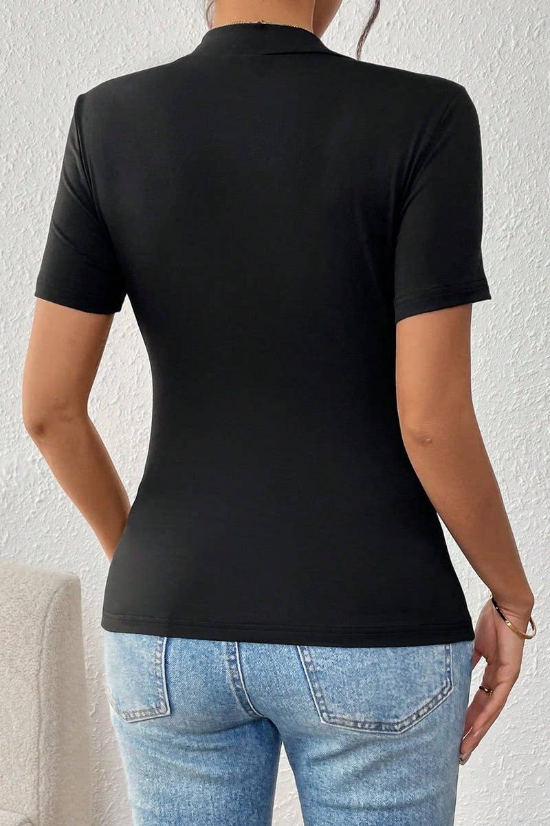 CWTTS1453_COLORBLOCK 3D FLORAL EMBROIDERED SLIM TEE