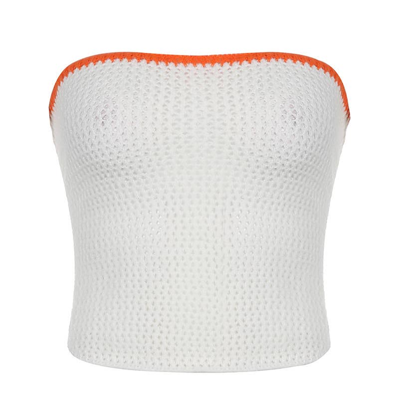 COLOR MATCHING HOLLOW SHORT KNITTED SUSPENDERS