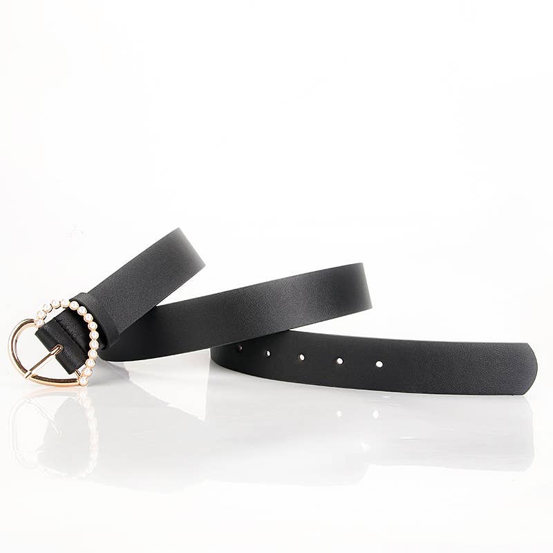 Elegant heart-shaped pearl needle-buckle belt