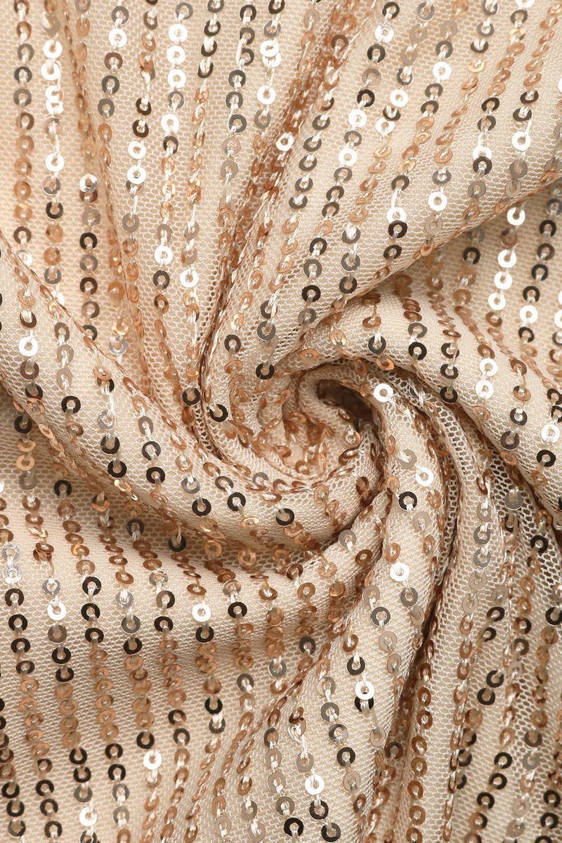 CWTBLS1849_ROUND NECK RETRO BELL SLEEVE SEQUIN TOP