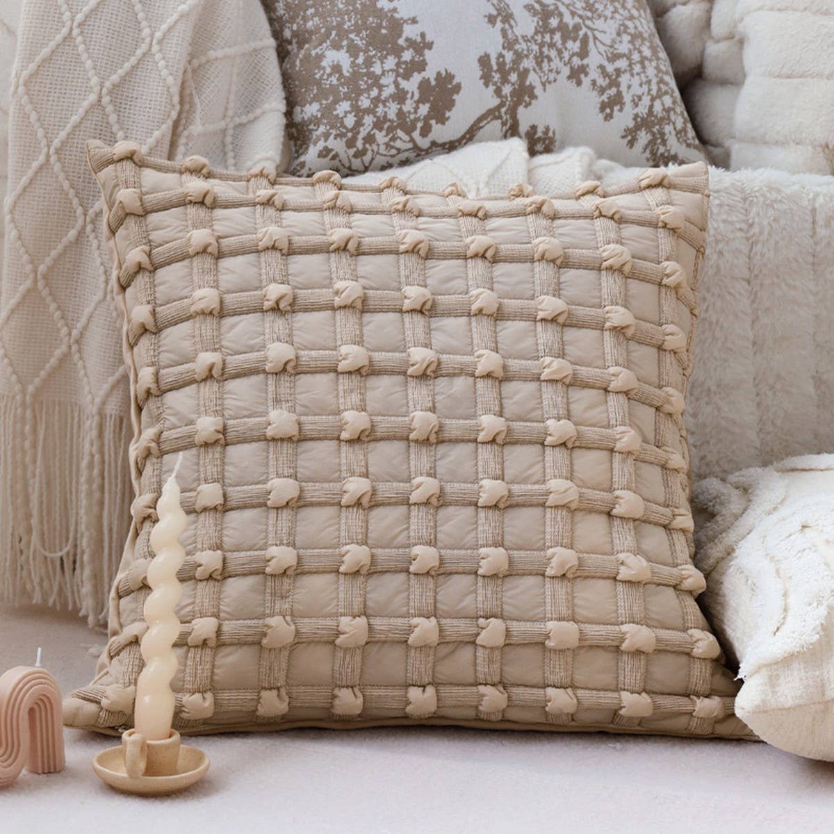 Cream Sofa Cushion Cover for Living Room & Bedroom