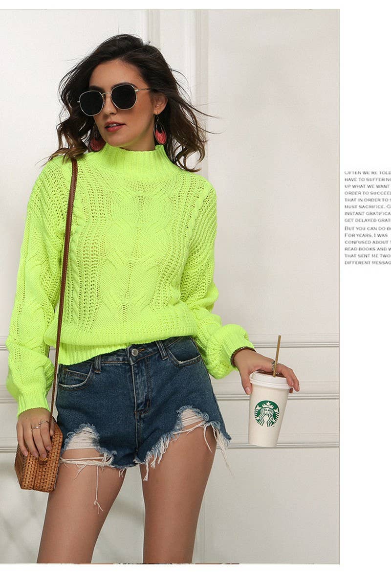 CWOSWL2688_NEON CABLE MOCK NECK SWEATER