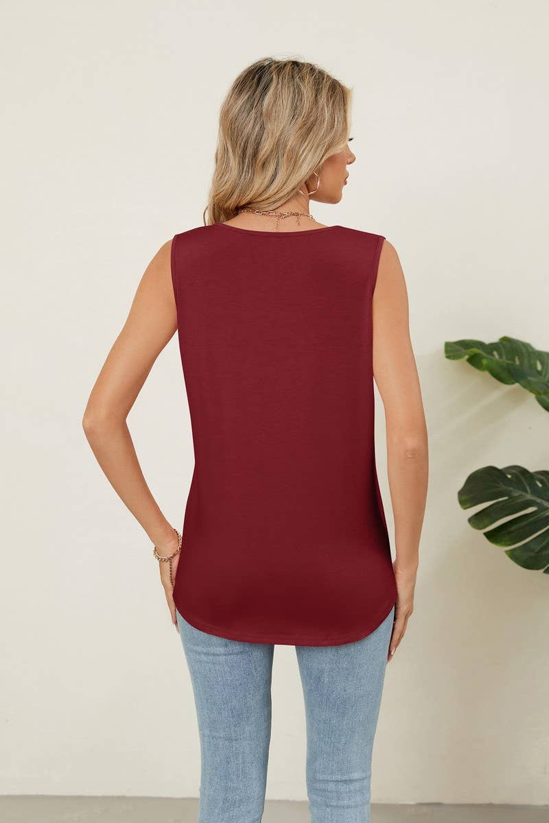 CWTTSL0296_SOLID COLOR ROUND NECK SLEEVELESS T-SHIRT VEST