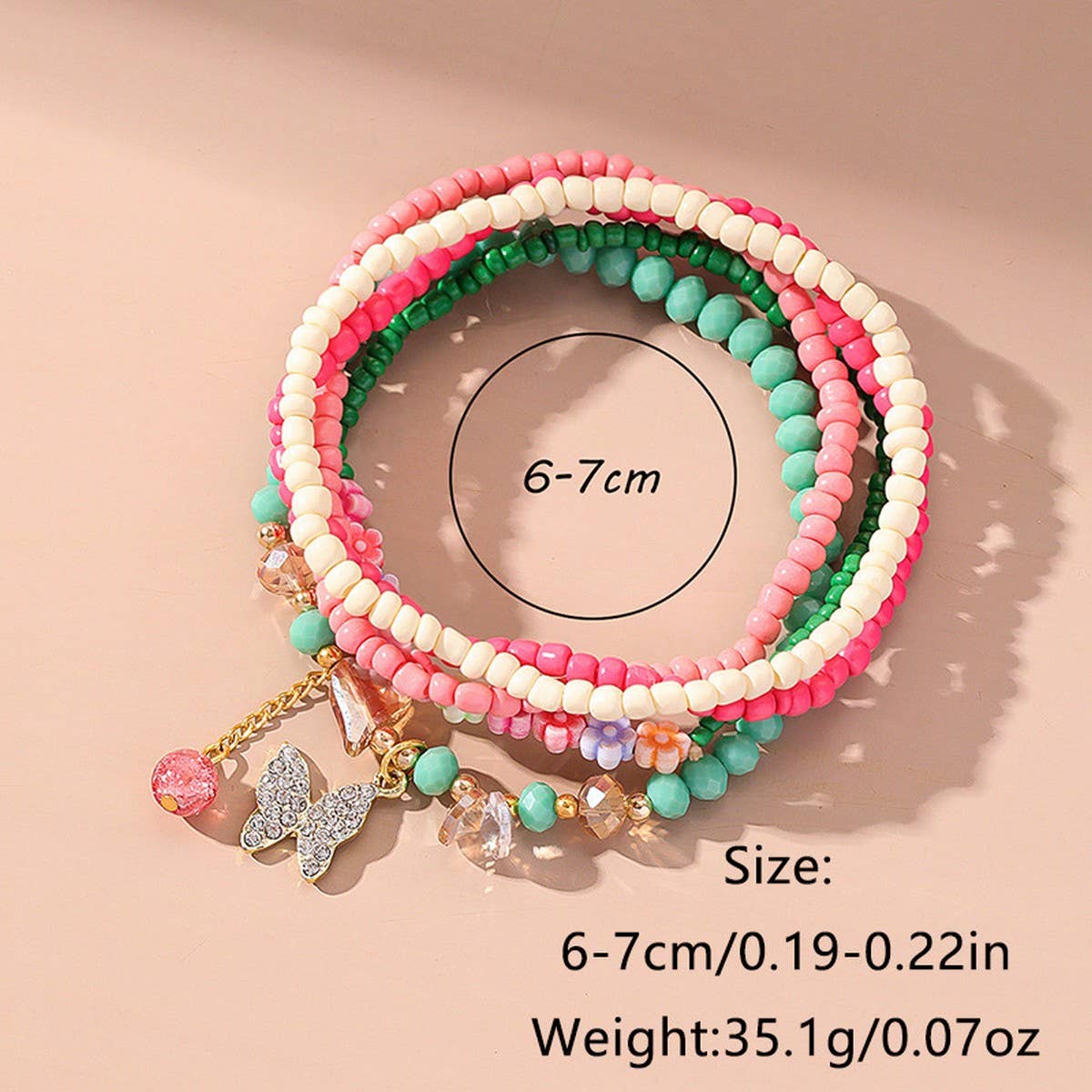 Boho Butterfly & Flower Anklet Set ??Handmade_CWMM6359