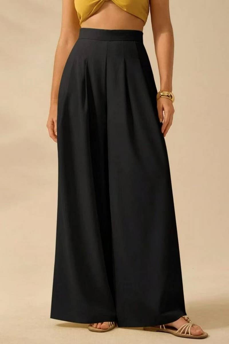 CWBLP2032_FLORAL PRINT LOOSE HIGH-WAIST WIDE LEG PANTS