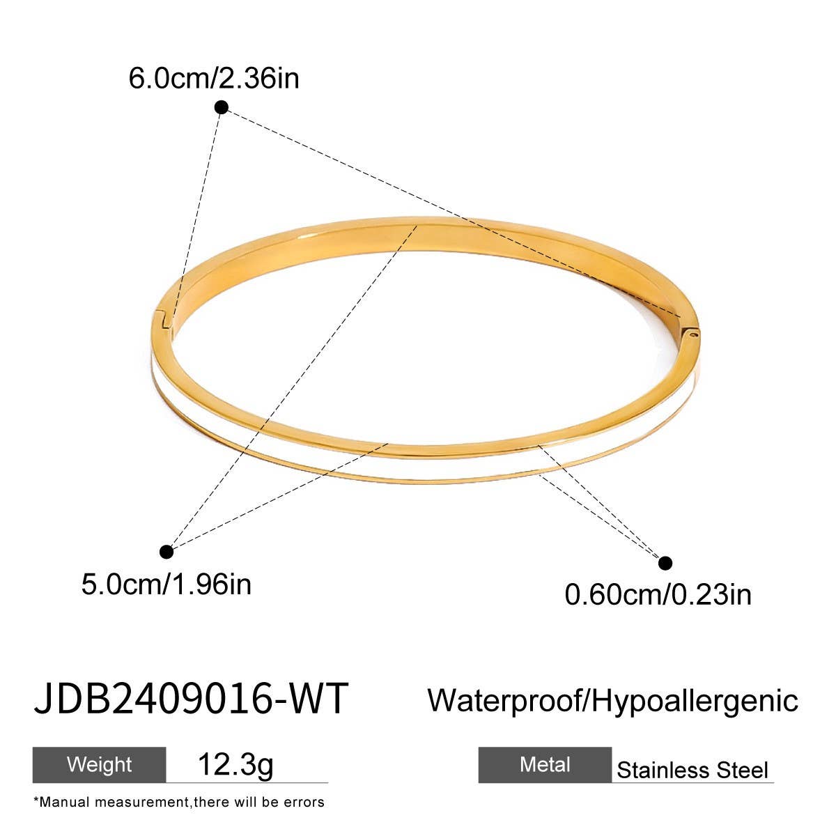 Titanium Steel Enamel Clasp Bracelet, Luxury Style