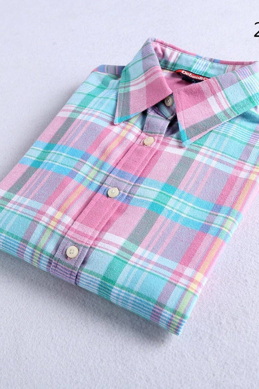 CWTSTL2241_LAPEL BRUSHED FLANNEL THICKENED PLAID SHIRT