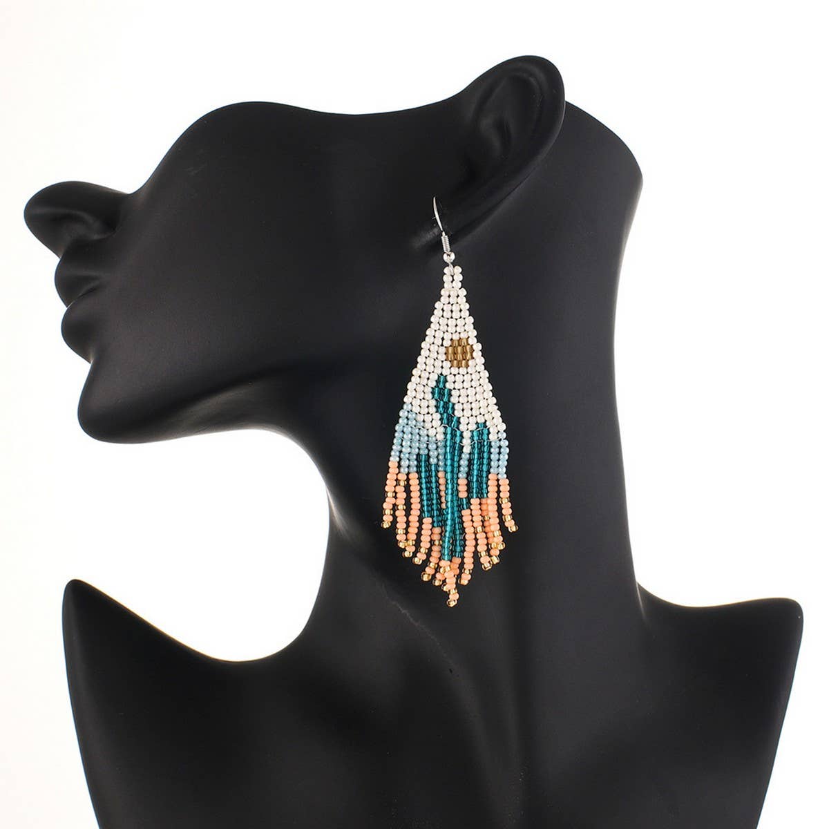 CACTUS PATTERN DANGLE EARRINGS BEADED_CWAJE0771