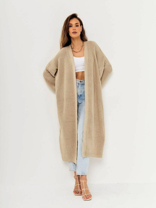 CASUAL LOOSE LONG SOLID COLOR UNBUTTONED CARDIGAN