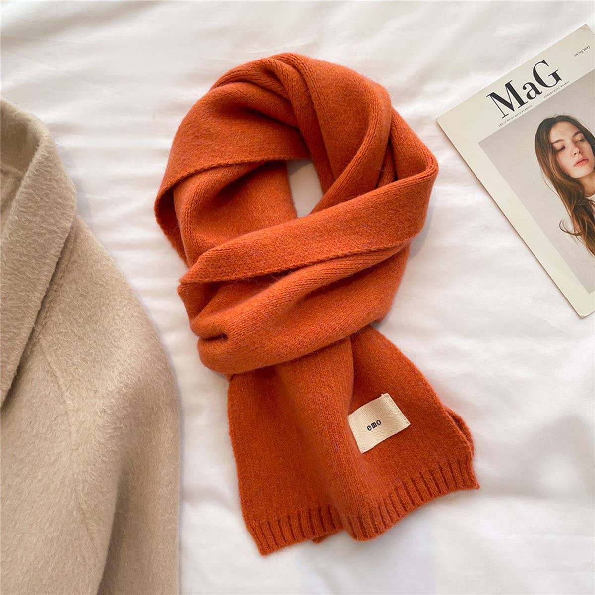 Solid Knit Scarf - Candy Color Wrap for Students_CWASC0975
