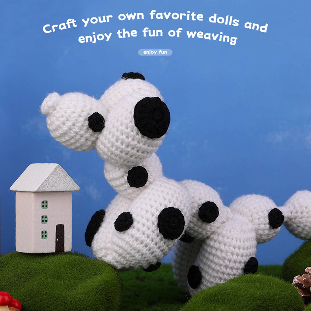 WHITE BALLOON DOG DOLL CROCHET MATERIAL PACK