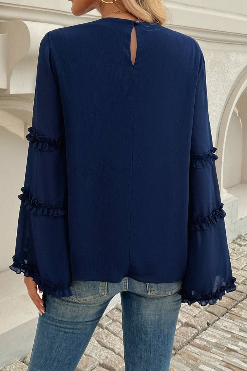 CWTBLL1893_FALL BAGGY CREW NECK TOP WITH FLARED SLEEVES