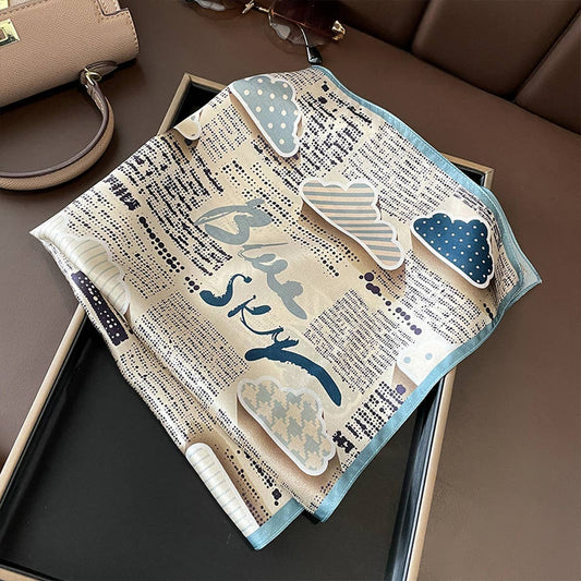 Silk Cloud Print Square Scarf ? Breathable & Light