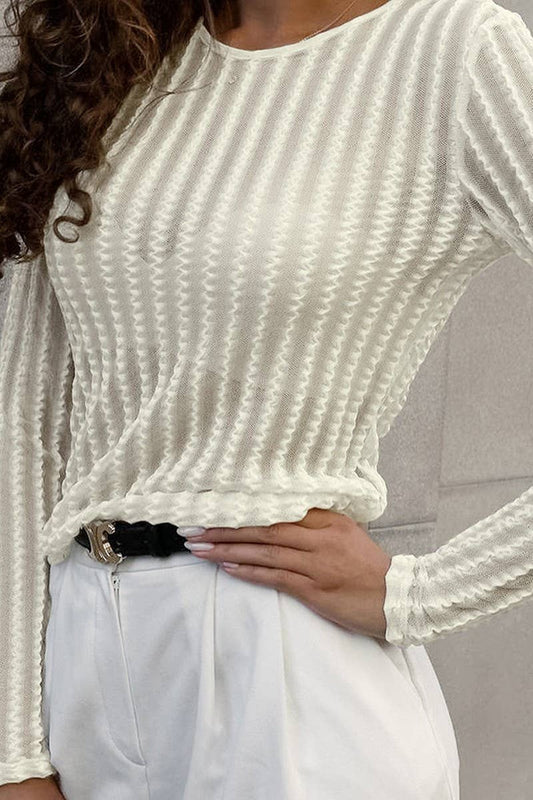 CWTBLL540_SOLID COLOR SLIGHTLY SEE-THROUGH LACE TOP