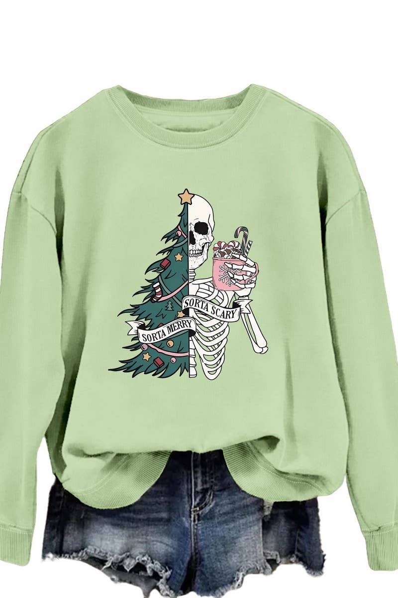 CWTBLL01328_PRINTED LOOSE PULLOVER CHRISTMAS SWEATSHIRT