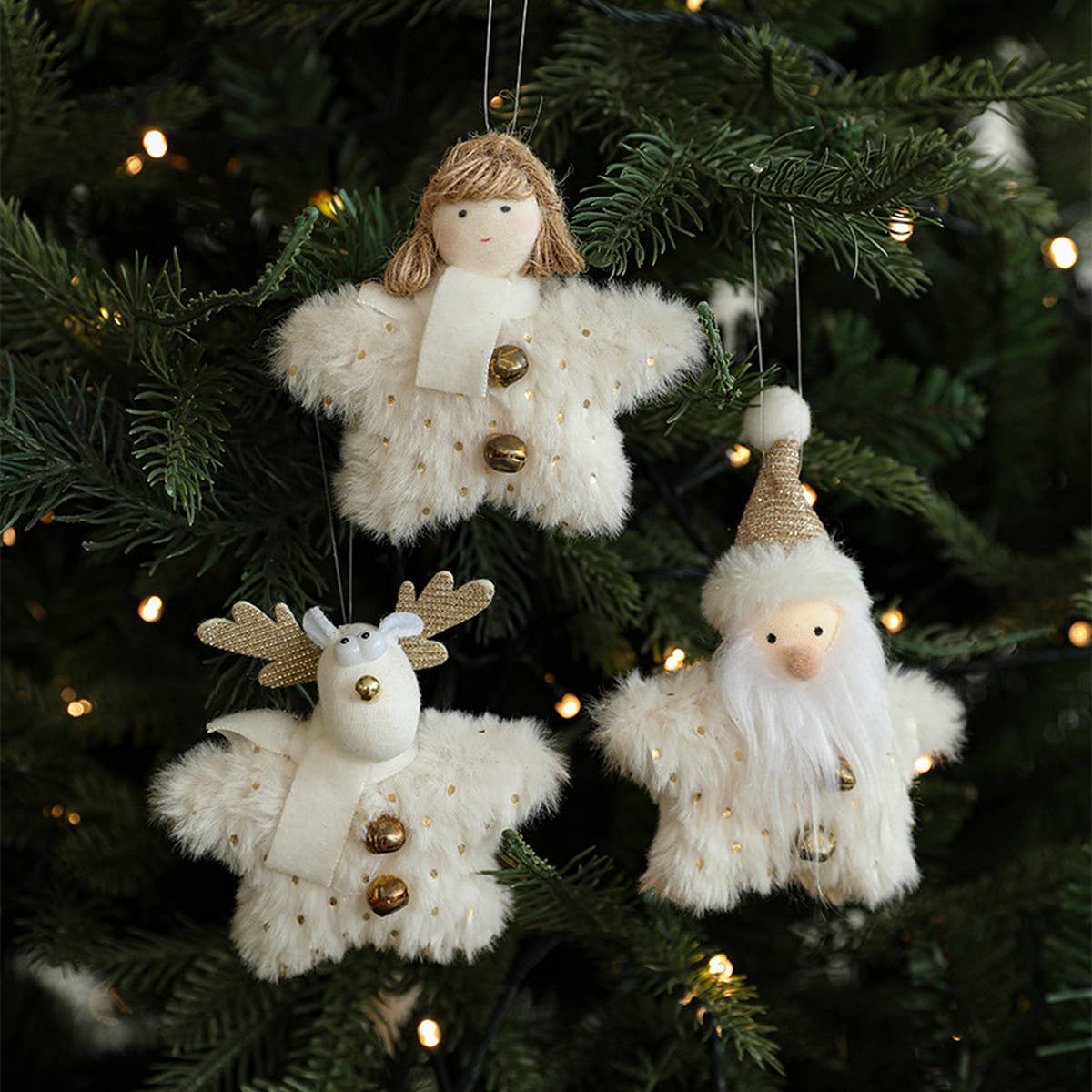 White Plush Doll Xmas Tree Cute Hanging Decor