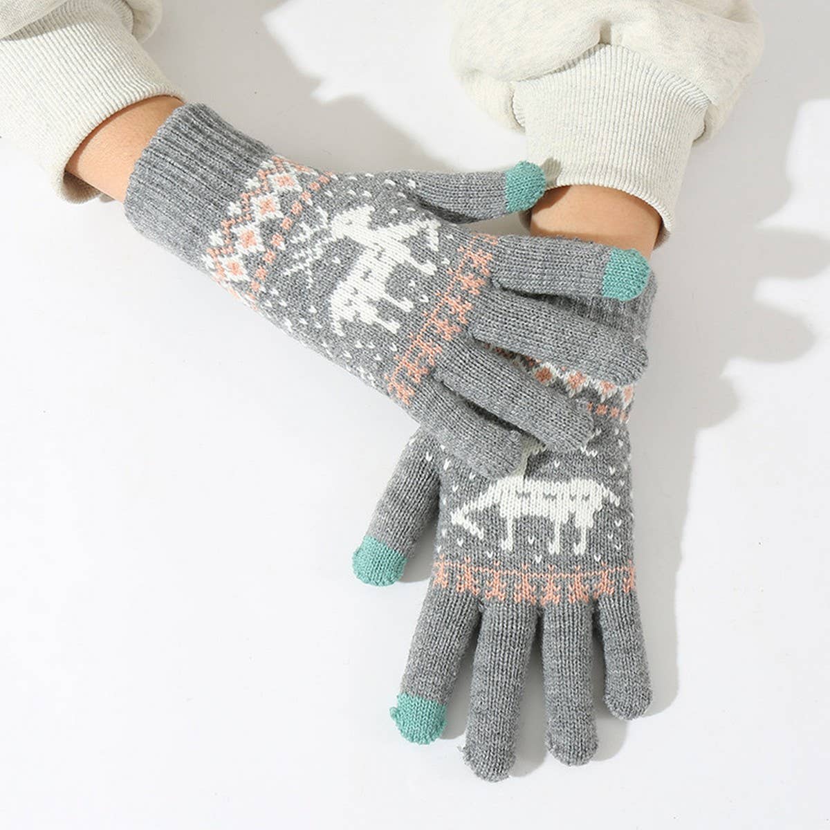 CUTE DEER PLUSH THICK TOUCH SCREEN GLOVES_CWAG0151