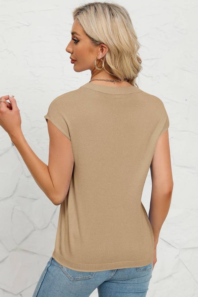 CWOSWS0070_CREW NECK CASUAL KNITTED PULLOVER TOP