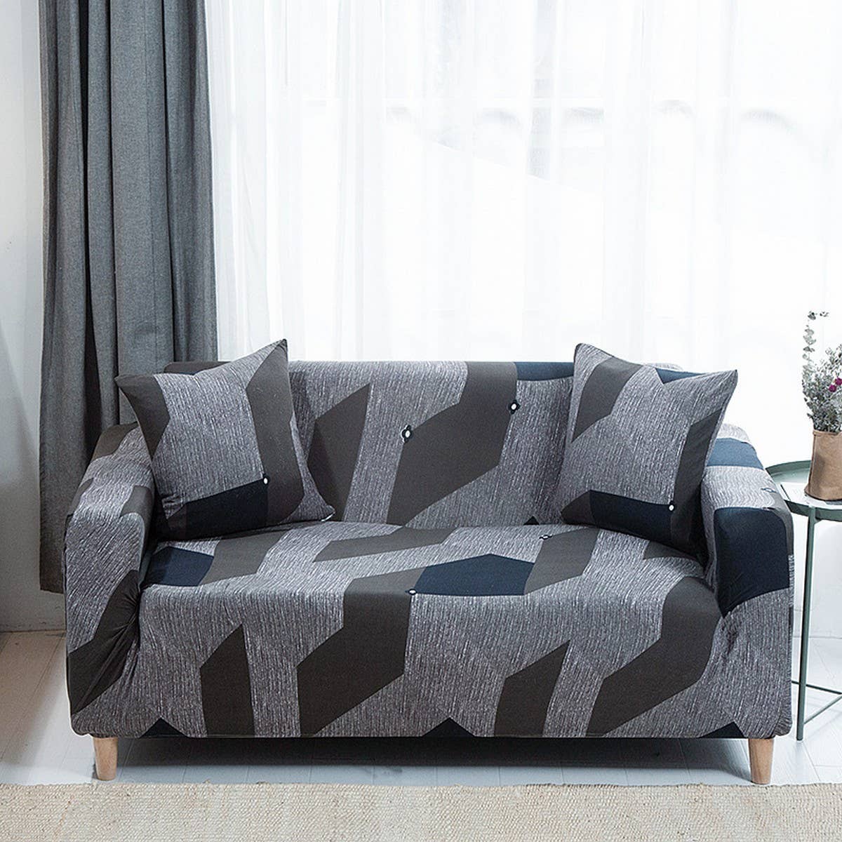 Modern Knit Sofa Cover, Stretch Fit, Solid Color