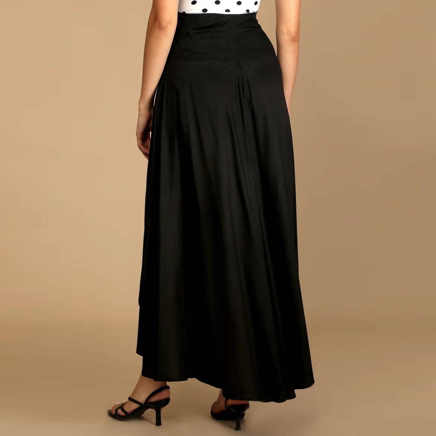 An elegant and flowing ruffled slit skirt