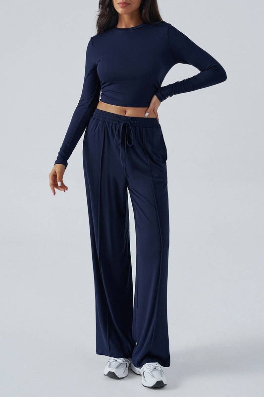 CWSTB00461_CASUAL TOP & WAIST WIDE LEG PANTS SET