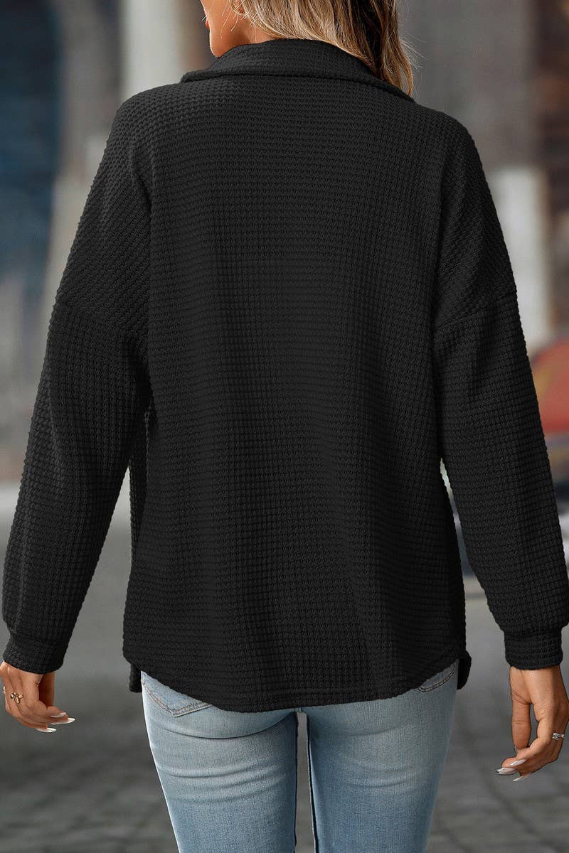 CWTBLL00829_LOOSE WAFFLE KNIT CASUAL COMMUTER SHIRT