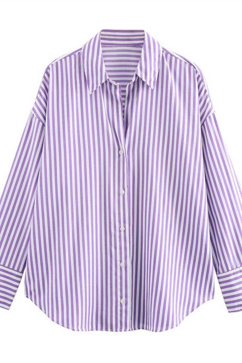 CWTSTL2430_LAPEL STRIPED SATIN DRAPE LONG SLEEVE SHIRT