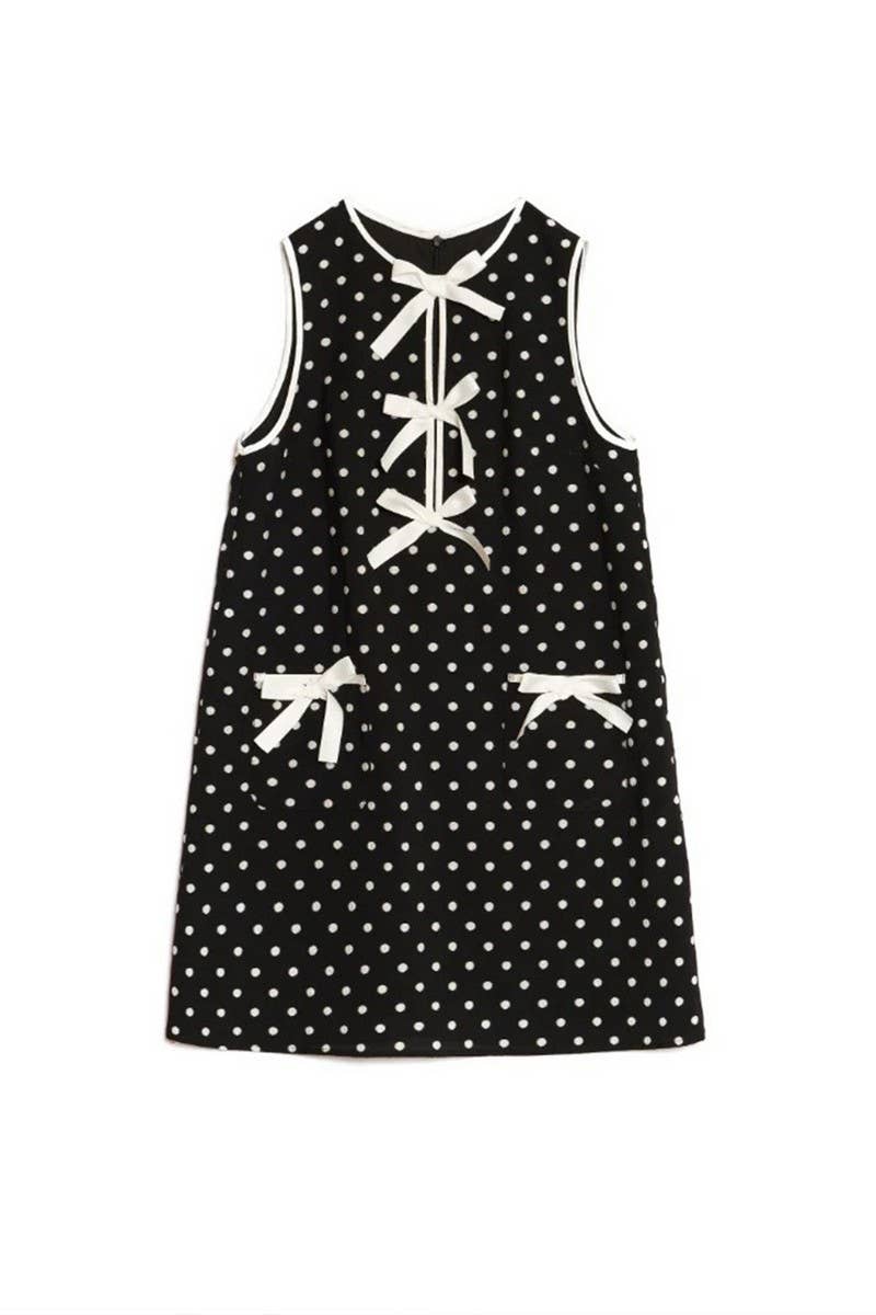 CWDSD8856_LOOSE FIT POLKA DOT SLEEVELESS MINI DRESS