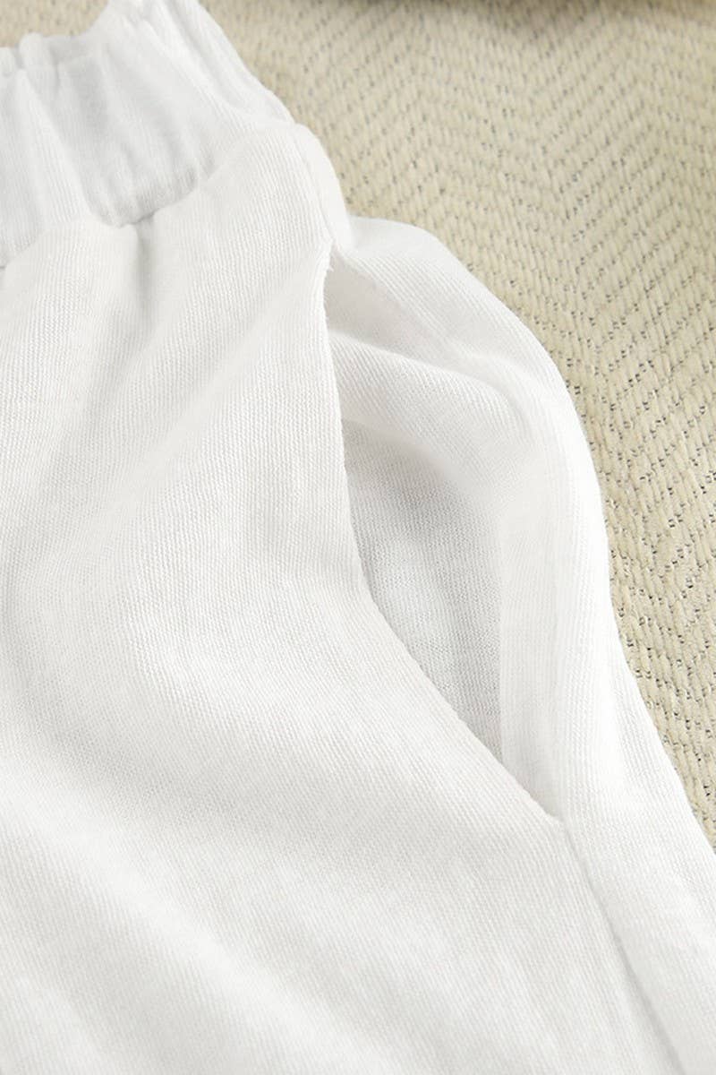 CWSPJ0366_KNITTED WHITE LONG-SLEEVED TROUSERS PAJAMA SET