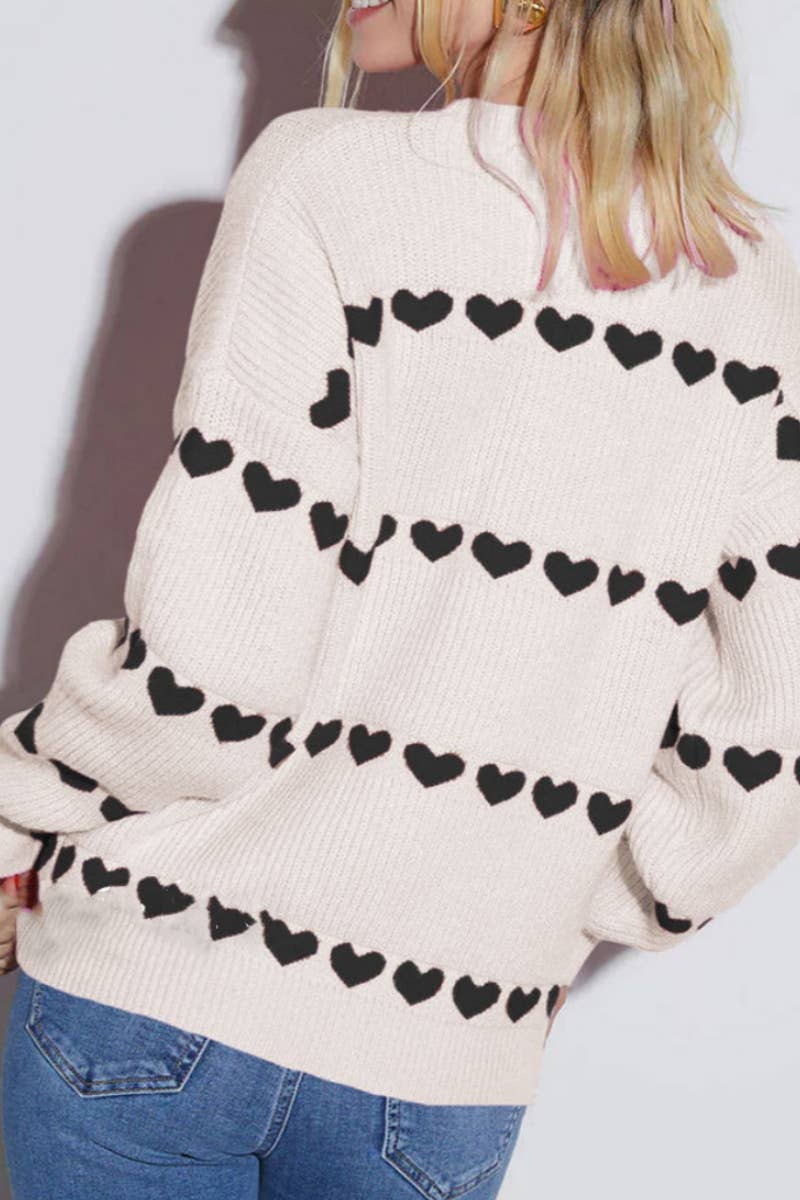 CWOSWL5881_FASHION KNIT LOVE LONG-SLEEVED SWEATER