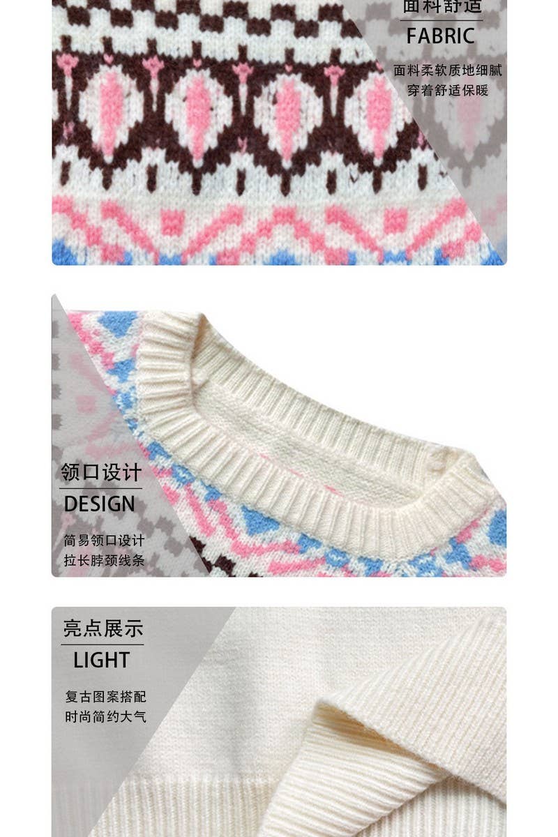 CWOSWL7020_JACQUARD VINTAGE CREW NECK PULLOVER SWEATER