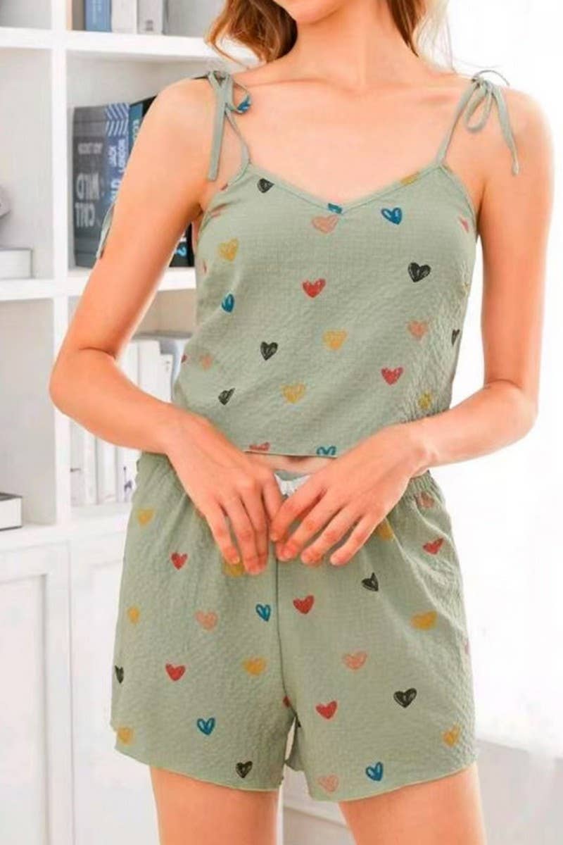 CWSPJ0425_SUMMER HEART PRINT CAMI AND SHORTS SET