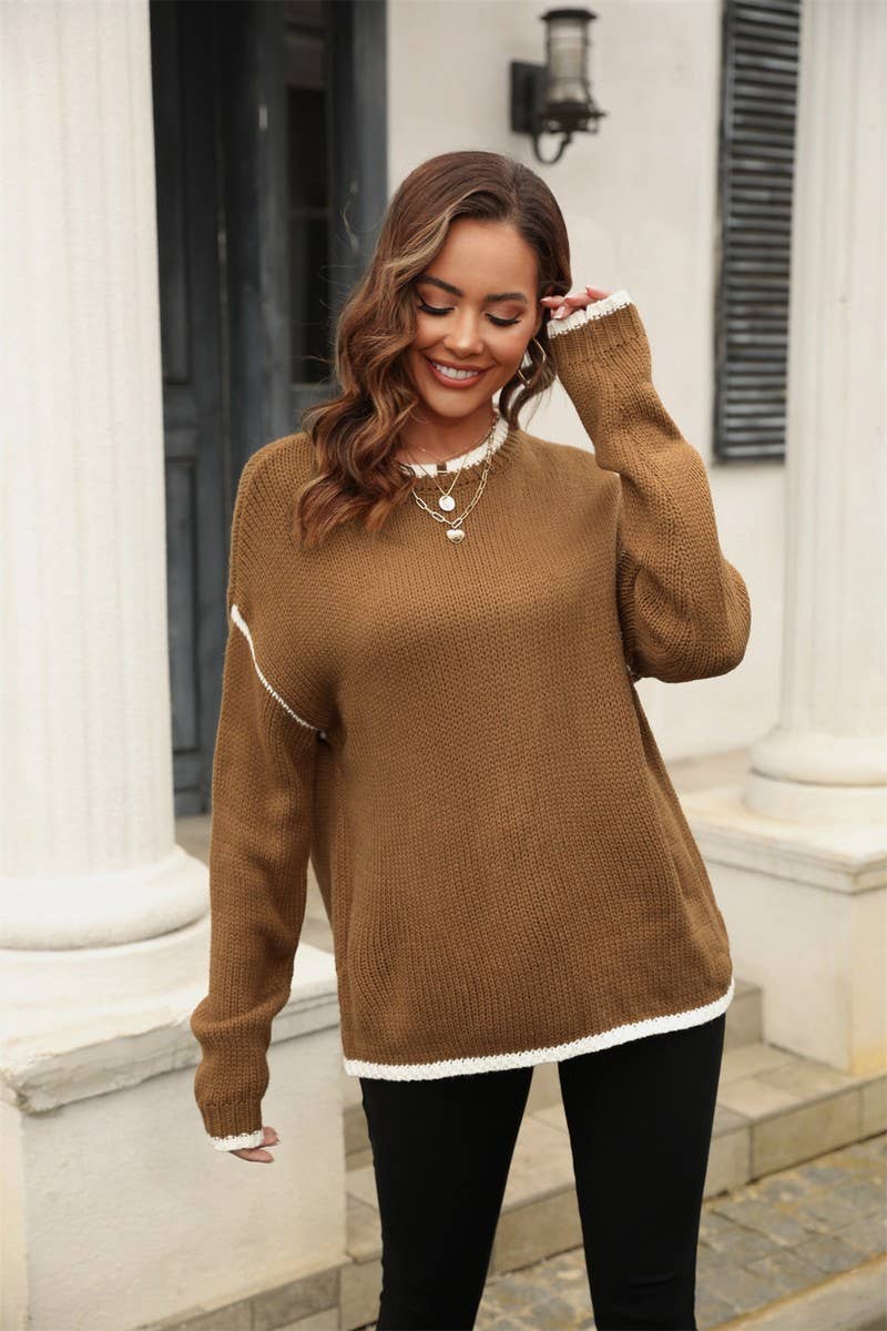 CWOSWL1685_Crew Neck Long Sleeve Pullover Sweater