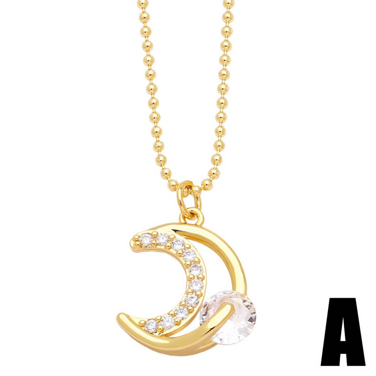 MOON STAR HEART PENDANT NECKLACE