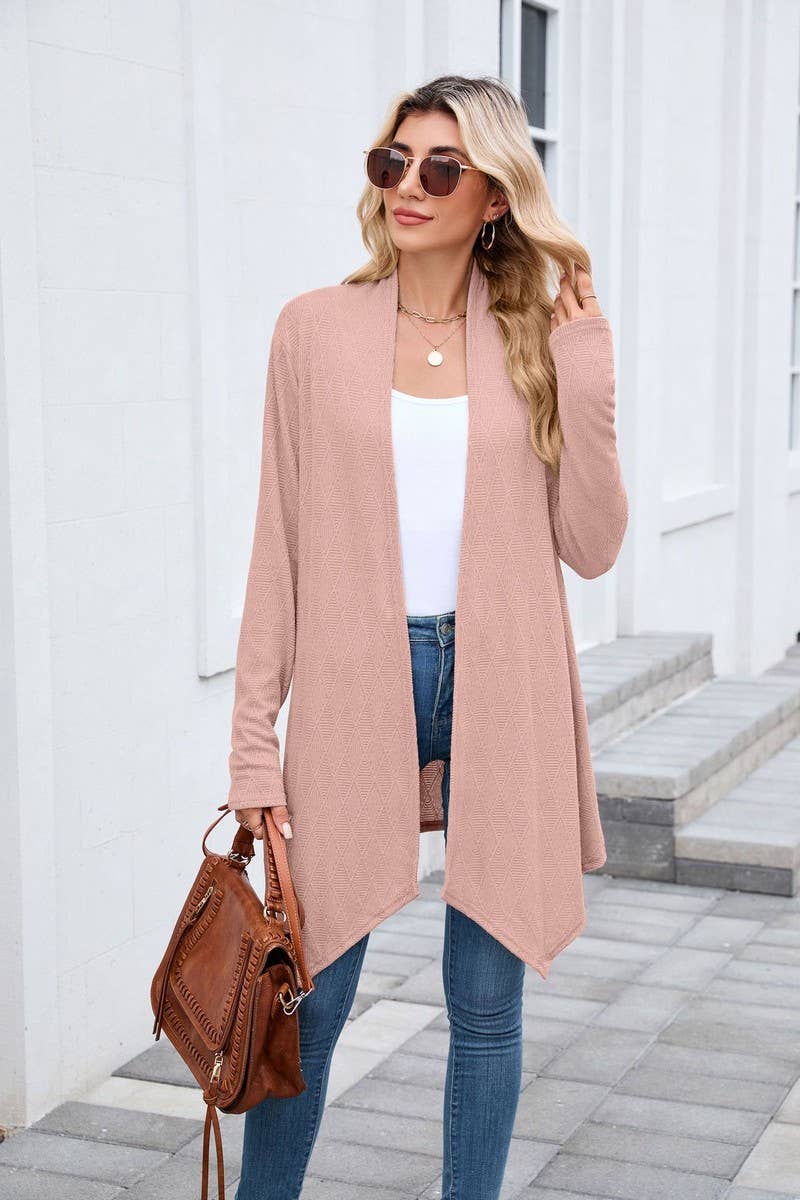 CWOCAL00859_CASUAL KNIT OPEN FRONT LONGLINE CARDIGAN