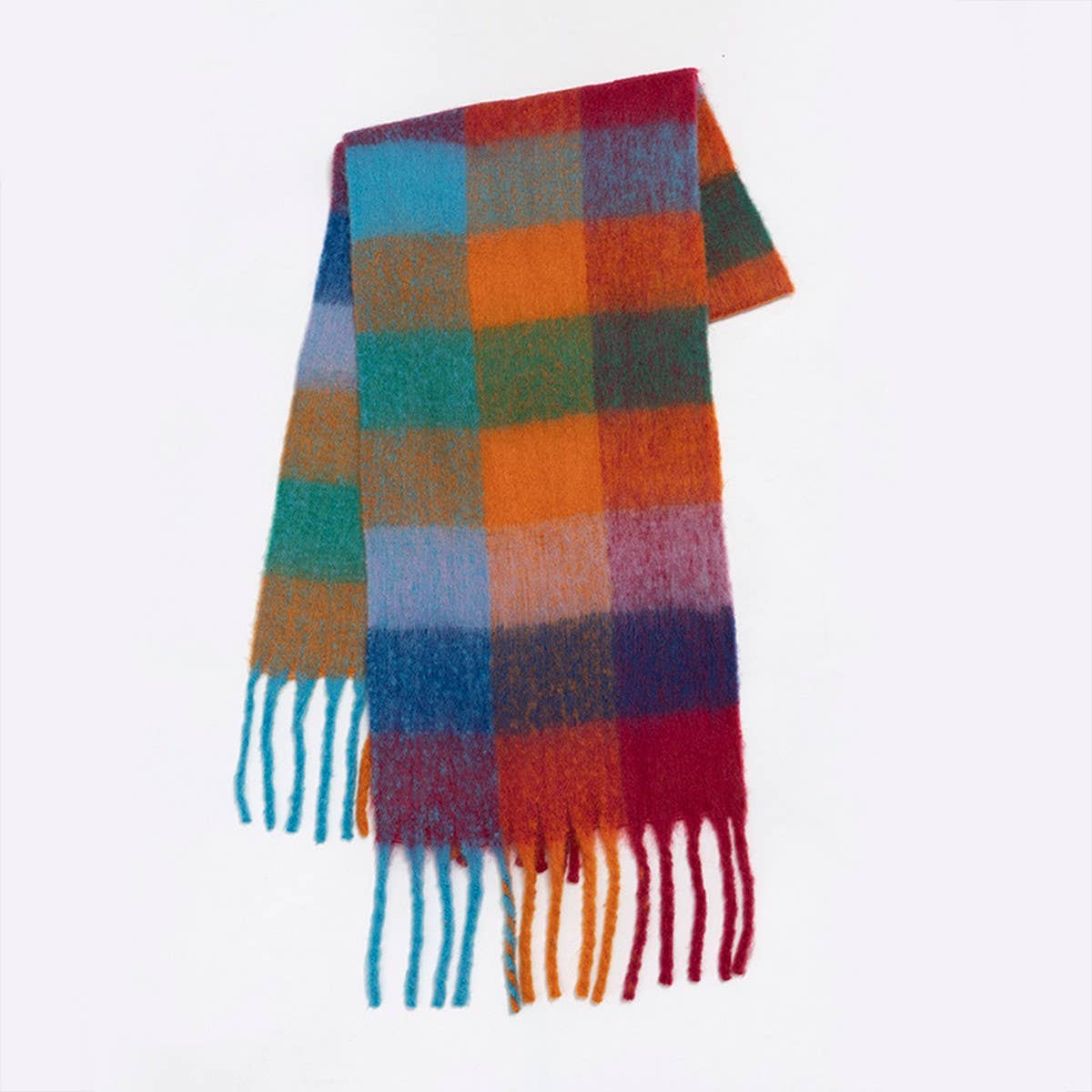 Rainbow Tassel Faux Cashmere Scarf for Winter_CWASC2360