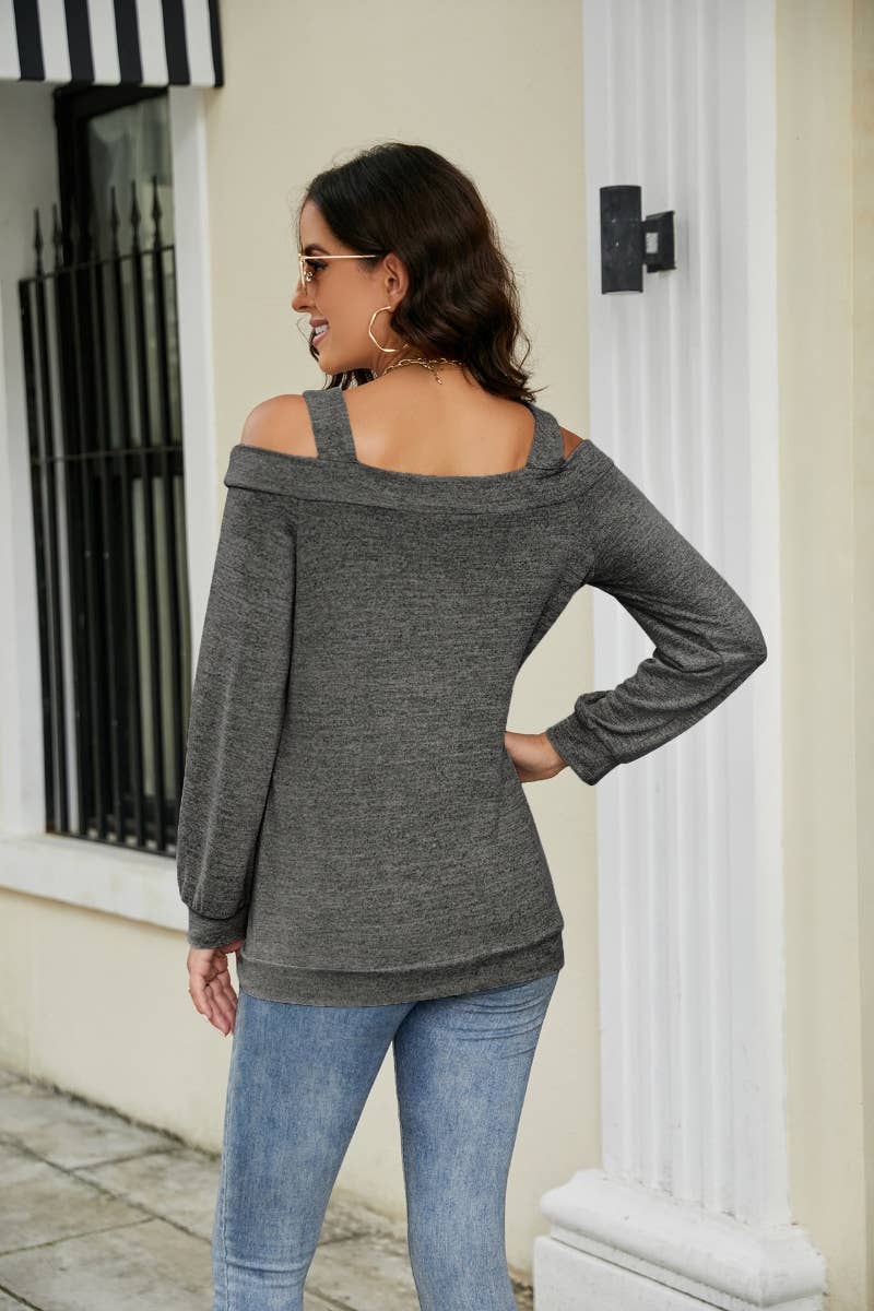 CWTBLL2854_OFF-THE-SHOULDER CUT-OUT LONG-SLEEVED TOP