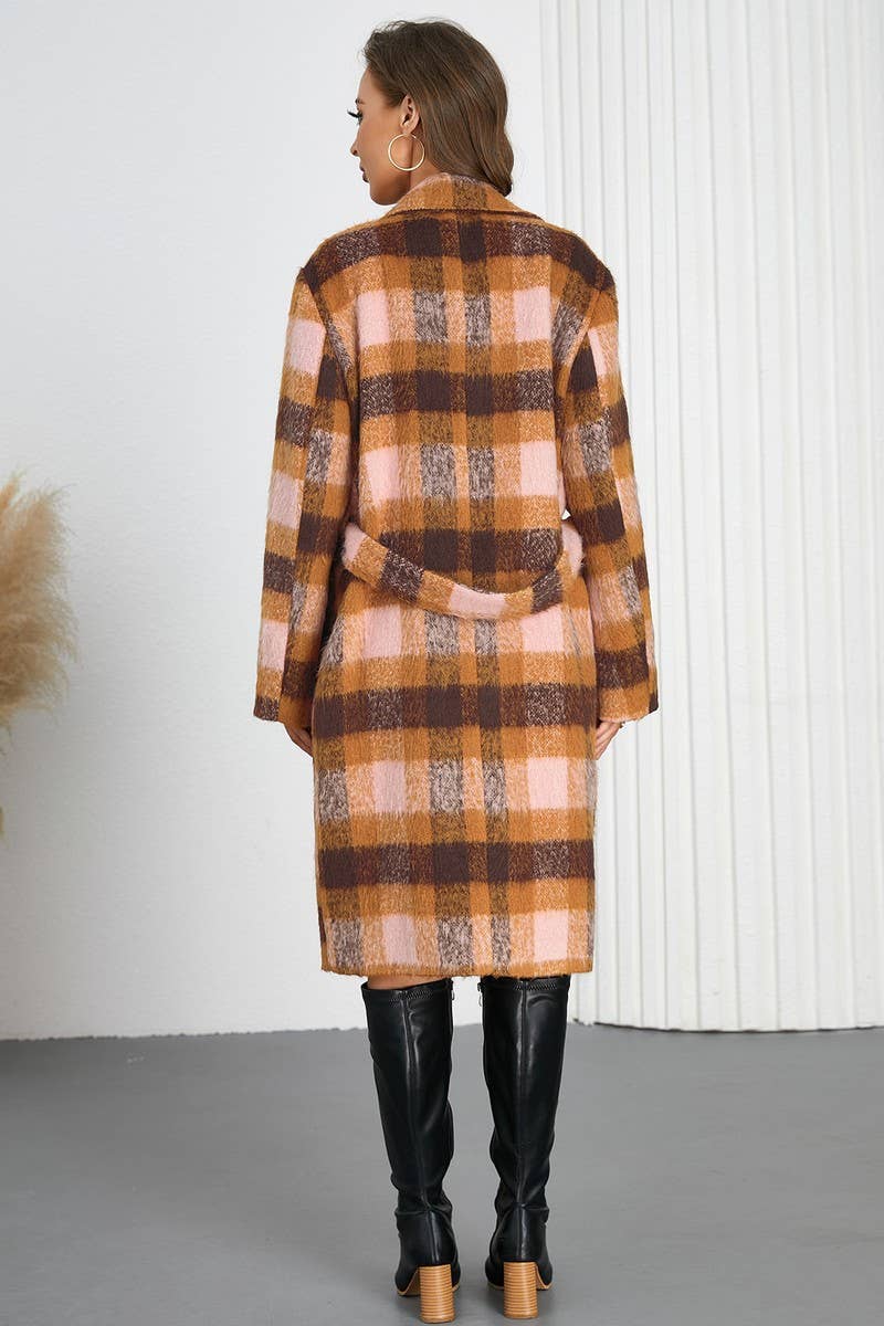 CWOCO0945_TIE-TIE LAPEL PLAID CONTRAST COLOR TWEED COAT