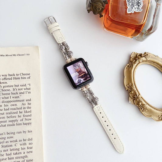 IWATCH8-1 SE TIBETAN SILVER GENUINE LEATHER STRAP