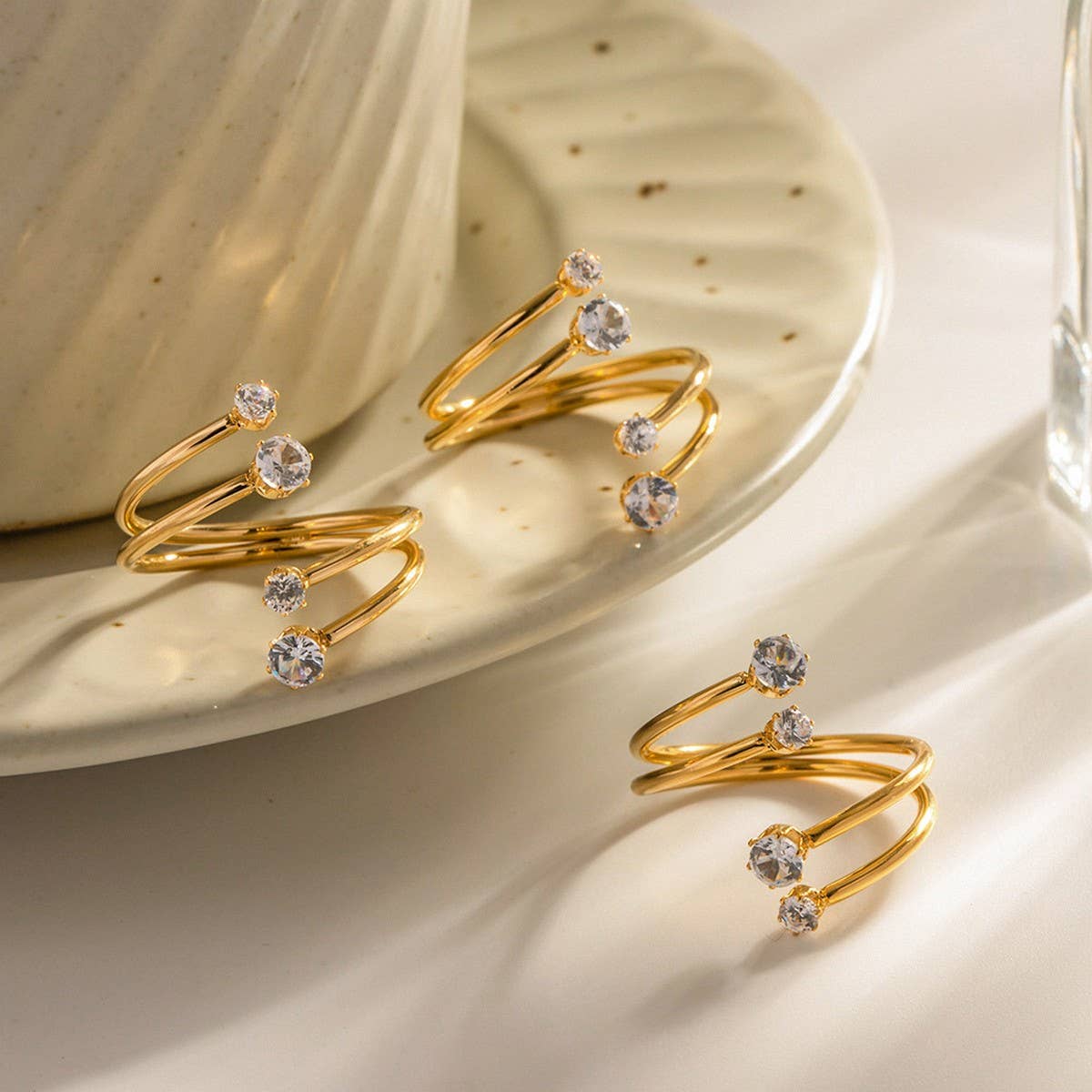 SIDE BY SIDE 4 DIAMOND OPEN RING