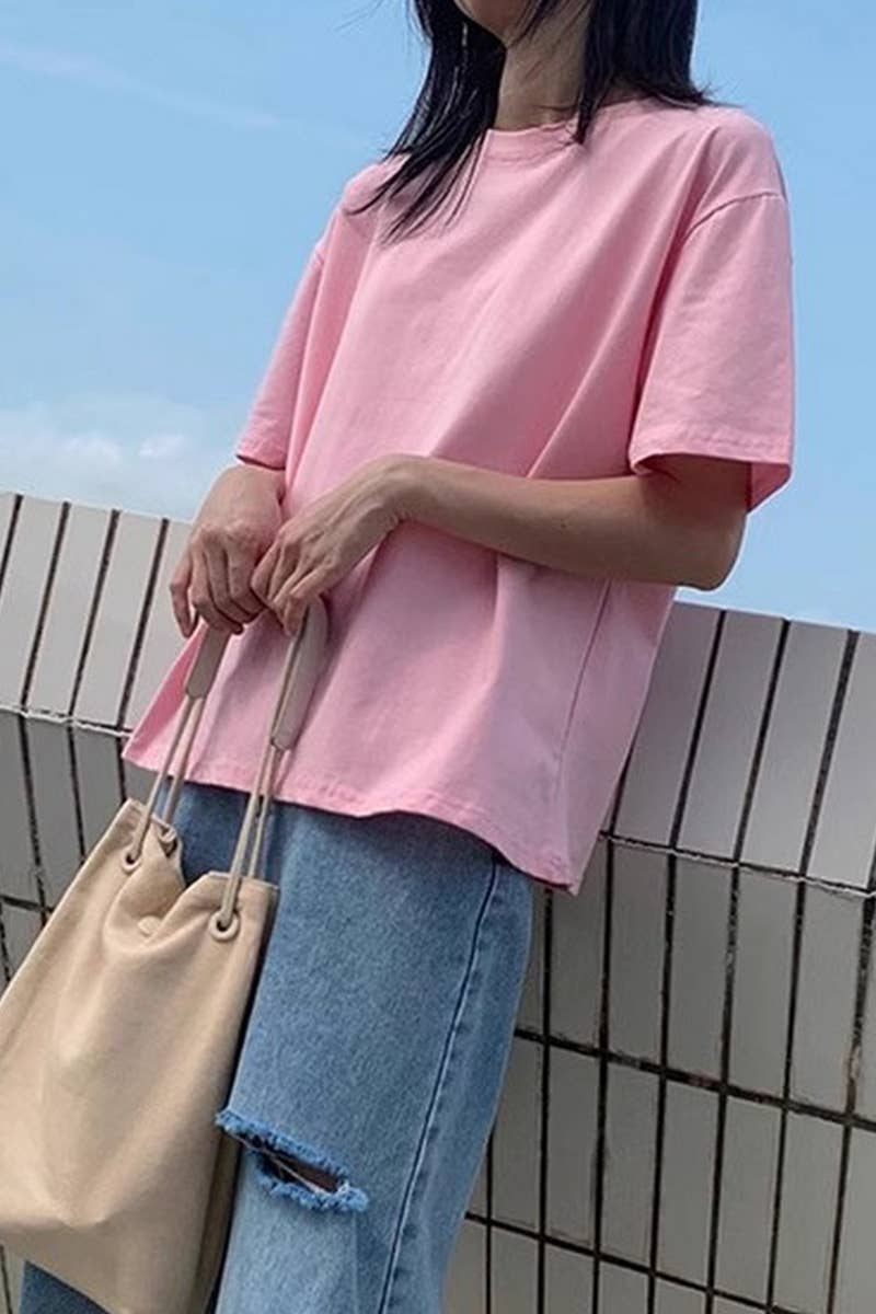 CWTTS0973_SOLID COLOR CASUAL T SHIRT