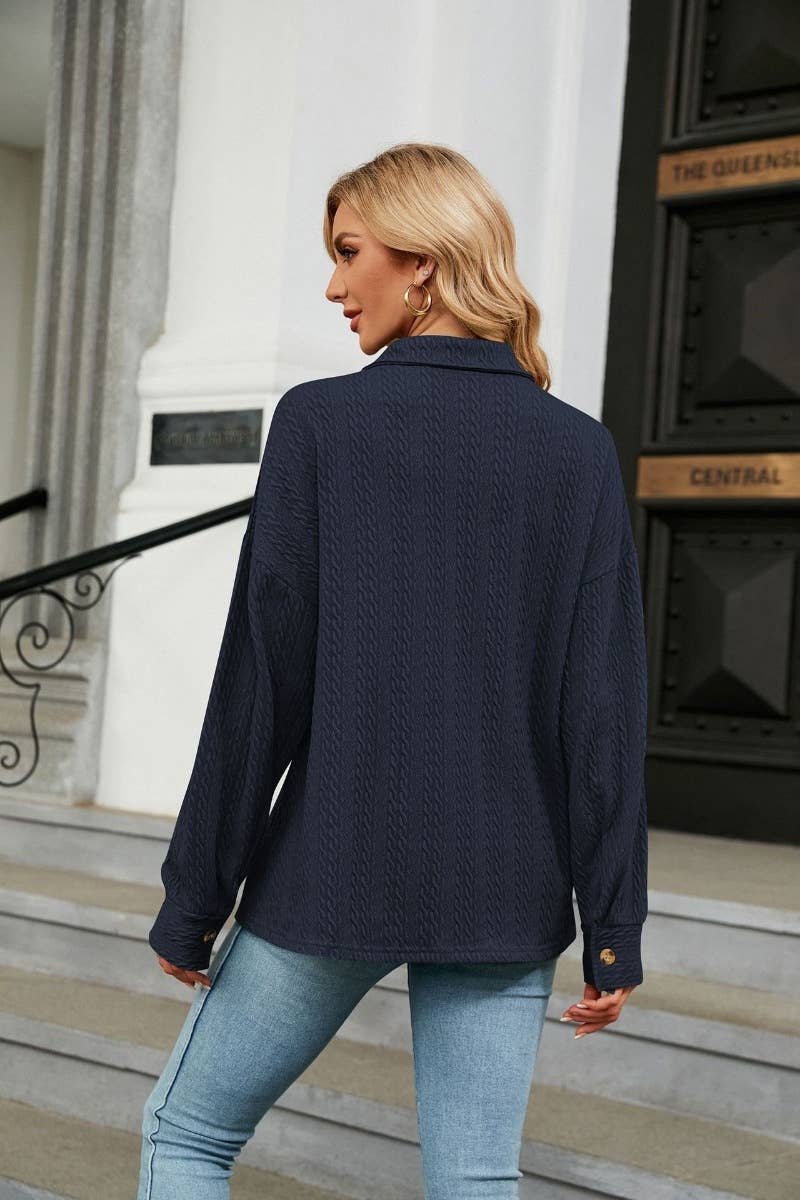 CWTSTL2218_LAPEL BUTTON DOWN LONG SLEEVE SHIRT TOP