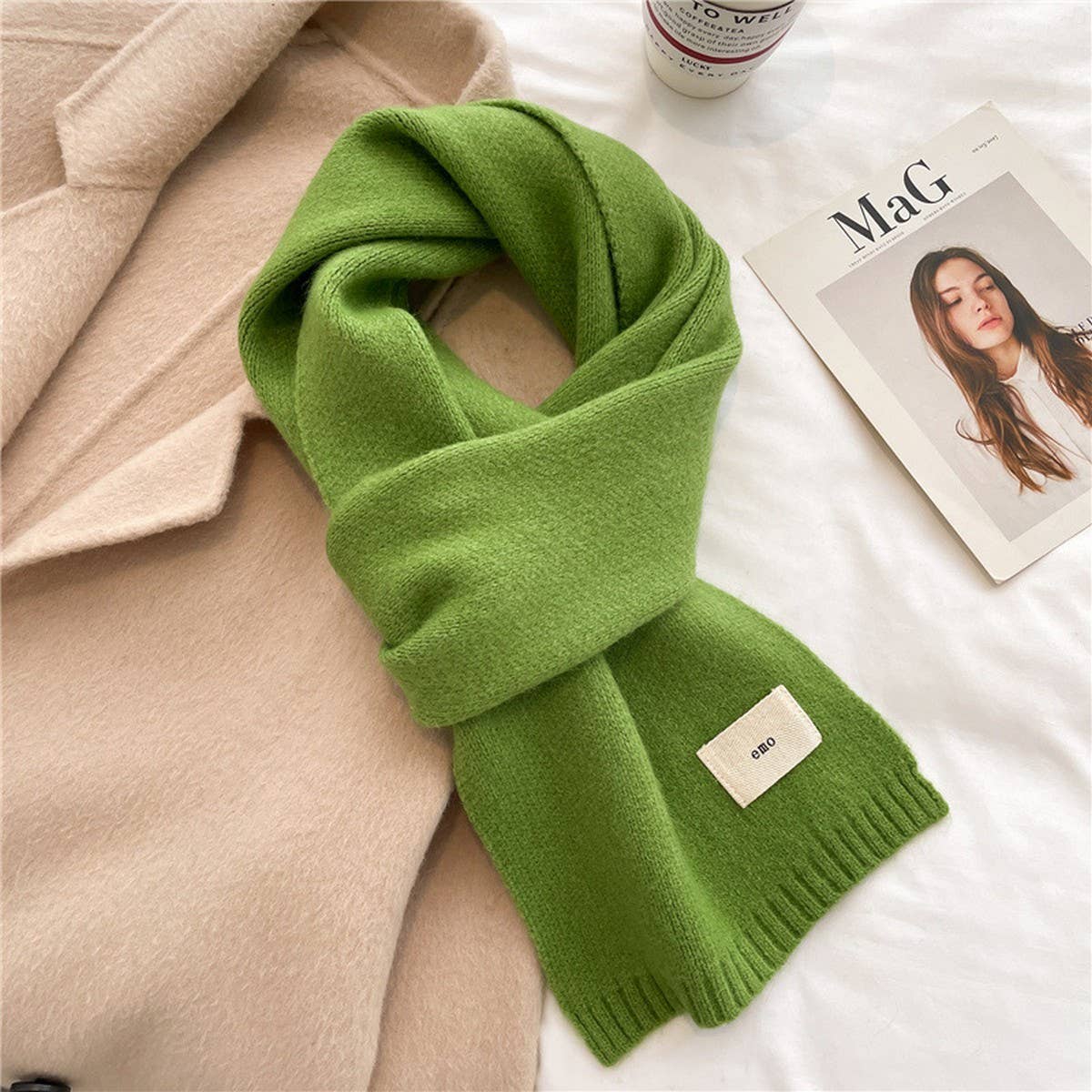 Solid Knit Scarf - Candy Color Wrap for Students_CWASC0975