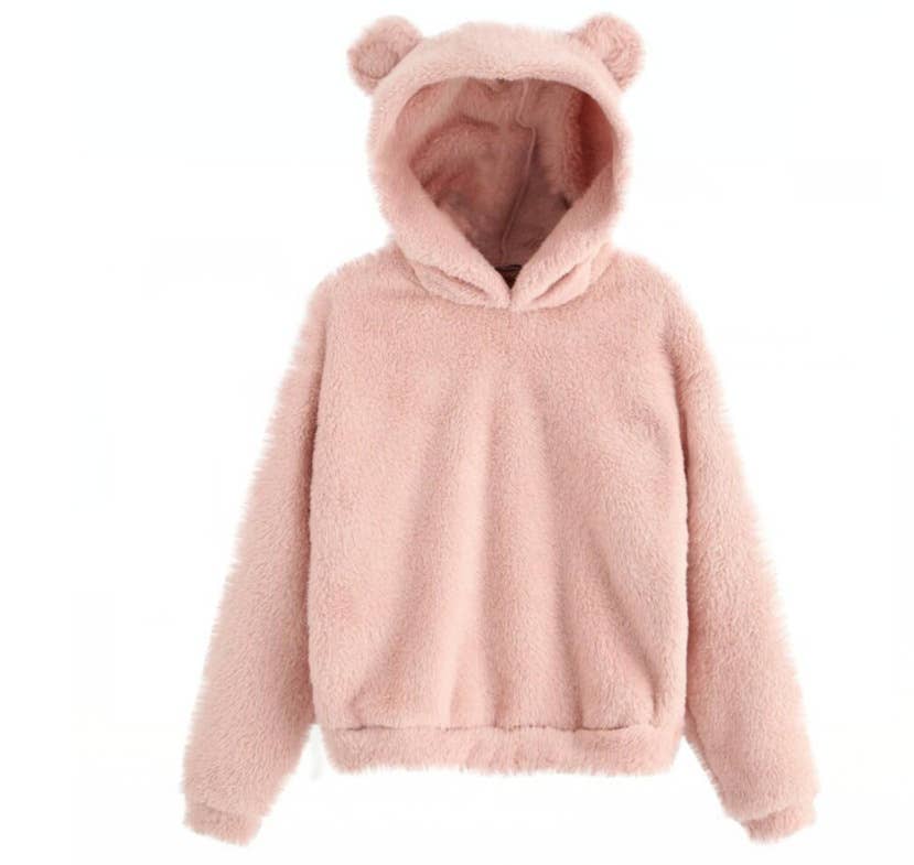 FLUFFY RABBIT EARS HOODED WARM SWEATER HOODIE